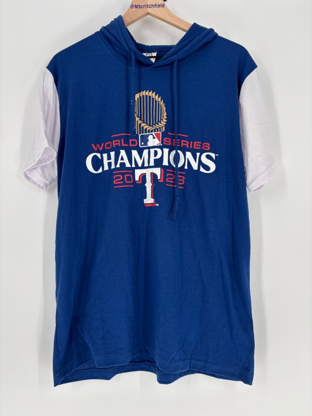 Texas Rangers World Series champions 2023 hooded short sleeve shirt medium